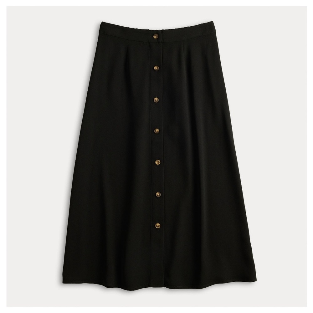 LC Lauren Conrad Black Button-Front Skirt